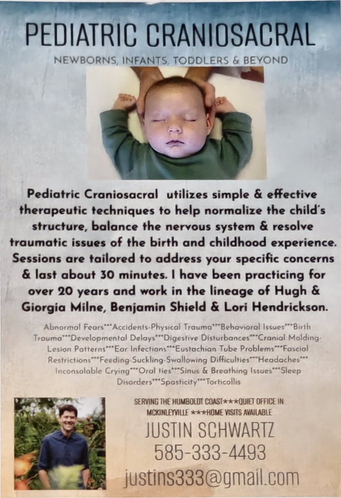 Flyer for Pediatric Craniosacral
