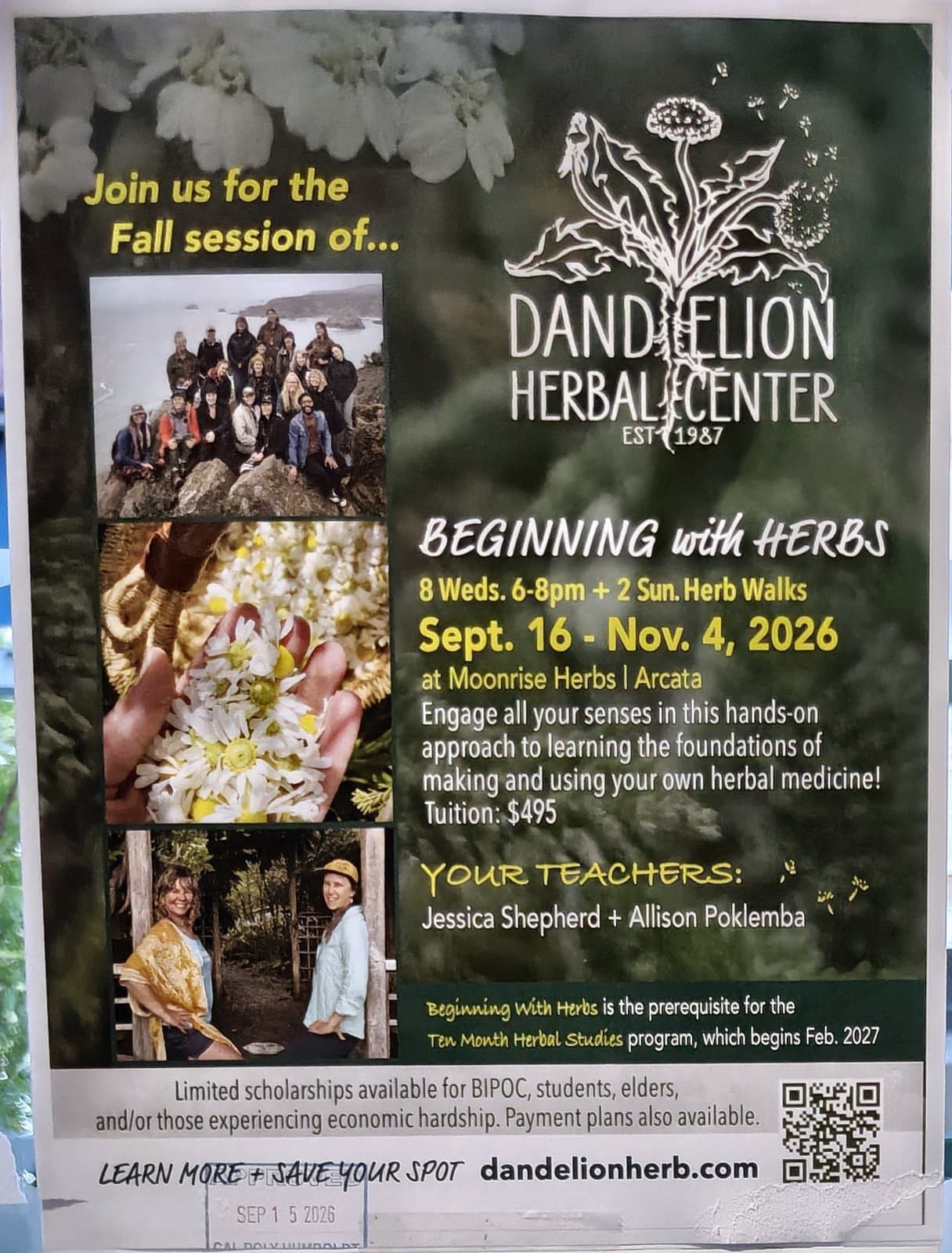 Flyer for Beginning with Herbs (Fall session)