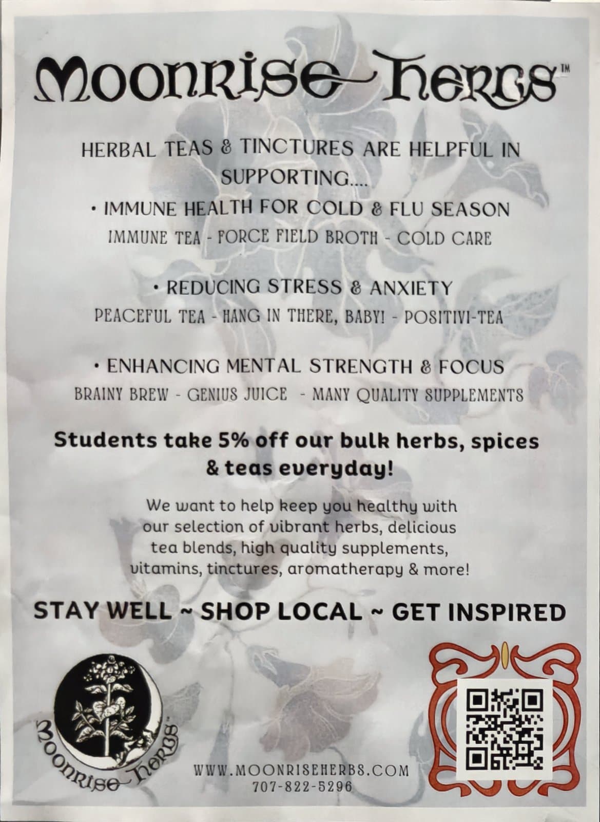 Flyer for Moonrise Herbs